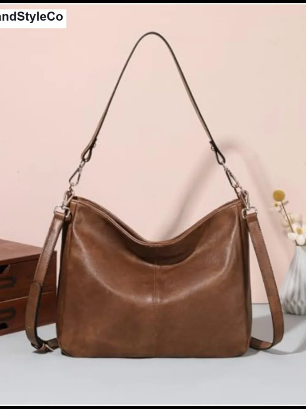 GOIACII Soft Vegan Leather Hobo Bag Detachable Straps Crossbody Shoulder Purse
